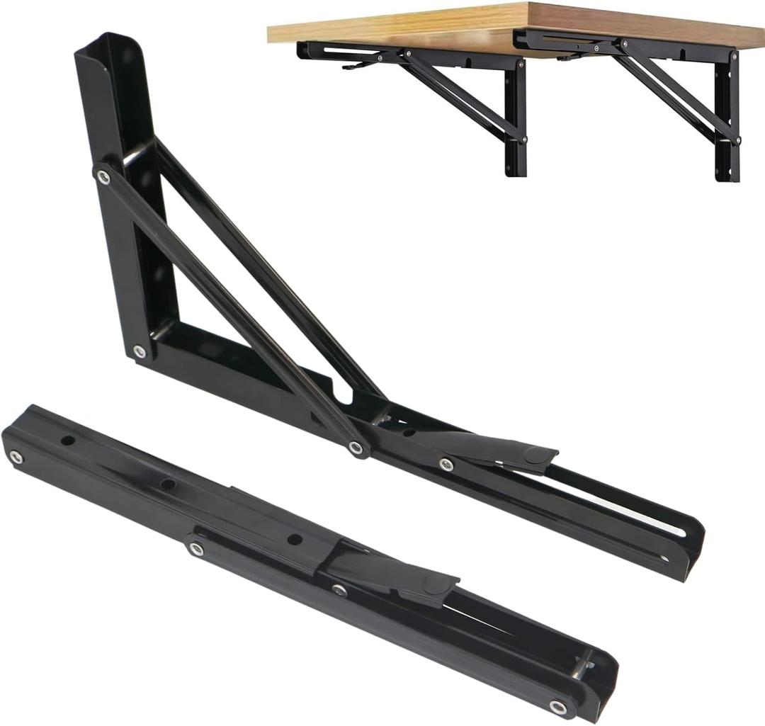 Folding Shelf Brackets 22 inch,Folding Brackets Heavy Duty Max.Load 410lb,DIY Space Saving Wall Mounted Folding Table,Pack of 2