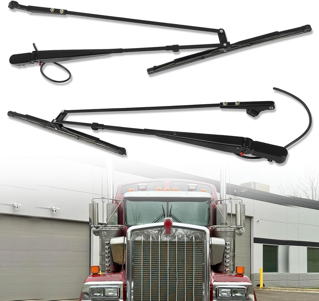 1 Pair Windshield Wiper Arm Fit for Kenworth T600 T660 T800 W900, 1985-2015 - Replace R23102922 R23102923 (Front Left+ Front Right) with Spray Nozzle and Blade with One Year Quality Assurance