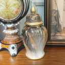 Marble Pattern Ceramic Ginger Jar with Lid Decorative Temple Jar for Home Office Table Living Room Bedroom Decoration