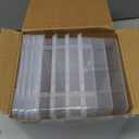 4 Pack Extra Large Pencil Box, Plastic Pencil Case Organizer, Clear Crayon Box Marker Organizer, Stackable Craft Organizers and Storage for Pen, Craft, Art Supply(Grey)