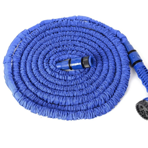 Expanding Flexible Garden Water Hose w/ Spray Nozzle in Blue (75ft) - CycloneSound