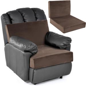 HOMBYS Foam Recliner Chair Cushions for Elderly, 4" Thick Chair Pads with Back Support for Office, Non-Slip Medium Firm Seat Cushion with Lumbar Pillow (Brown,13" Backrest) (20"x20" Seat + 13" Backrest)