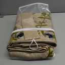 Melodieux Flower Embroidery Linen Blackout Wide Curtains for Living Room Patio Door Large Window Grommet Drape, Beige/Green, 100 by 84 Inch (1 Panel)