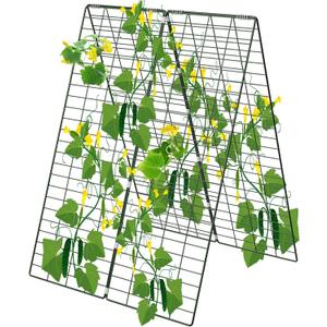 AGTEK 34" x 48" Foldable Cucumber Trellis with Garden Stakes and Zip Ties Plant Support A Frame Metal Trellis for Climbing Plants, Cucumber, Vegetable, Flowers