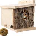 Squirrel Nesting Box - Easy Assembly Squirrel Houses for Outside Nesting, Wooden Nesting Box for Squirrels,Chipmunk,Bird and Small Animals