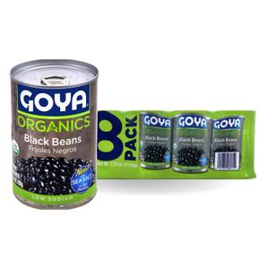 Goya Organic Black Beans, Low Sodium with Sea Salt, 15.5 Ounce (Pack of 8) (EXP 05/01/31)