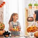 Whaline 2Pcs Halloween Candy Bowls MIni Halloween Candy Dish Candle Holder Trick or Treat Bat Ghost Ceramic Dish for Tiered Tray Ornament Tableware Holiday Party Decor Supplies Gift