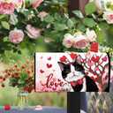 2 x Valentines Day Tuxedo Cat Mailbox Cover Magnetic Standard Size 20.5" x 18", Love Heart Tree Decorative Post Letter Box Wrap Decor, Wedding Garden Yard Outdoor Decoration Pet Lover Gift