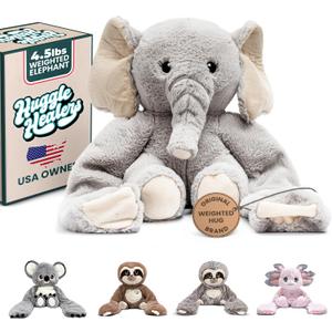 Huggle Healers Weighted Stuffed Animals for Adults, Teens and Kids - 36 Inch Long Plush Arms for Hugs - 4.5lb Elephant Stuffed Animal Plushies - Hathi Elephant