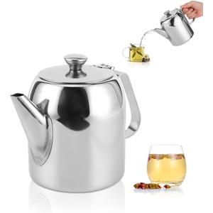 Stainless Steel Coffee Pot, 32oz/850ml Tea Pot Stovetop Coffee Pot Short Spout Water Jug for Home Hotel Restaurant, Teapot Hot Cold Water Pot for Coffee, Tea, Beverages, Fruit Herbal