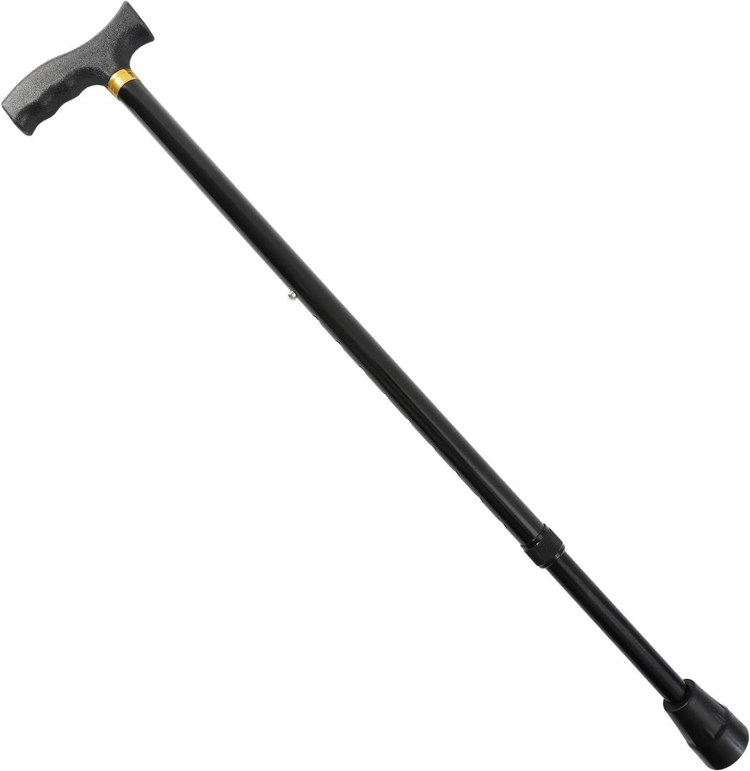 Walking Cane - Foldable, 5-Level Adjustable Height Walking Stick Lightweight Collapsible Portable Travel Cane with Wrist Strap and T Handle for Elderly Disabled Men Women