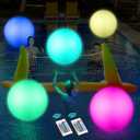 Pool Toys, LED Beach Ball, Glow in Dark Party Supplies, 4 Pack Inflatable Light up Ballon 12'' Floating Pool Light with Remote 16 Color 4 Mode