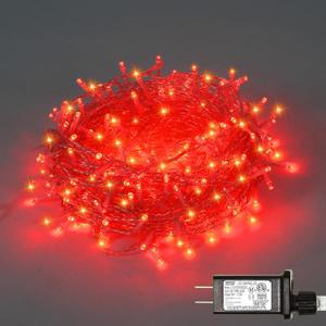 ILLUMINEW 300 Led Red String Lights Outdoor Waterproof Christmas Decorations, 108 Ft Fairy Lights for Bedroom, 8 Modes Plug in Christmas Lights for Outside Room Decor