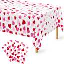 4 Pack Valentines Decorations, 108" X 54" Valentines Tablecloths, Heart-shaped Disposable Red Pink Tablecloths Love Plastic Table Cover, Galentines Decorations Party Supplies for Wedding Birthday