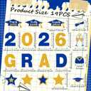 Ferraycle 19 Pieces Graduation Cruise Magnets 2026 Graduation Car Decorations Waterproof Grad Refrigerator Magnetic Decals Stickers for Party Garage Door Decoration Cars Bumper(Blue and Gold)