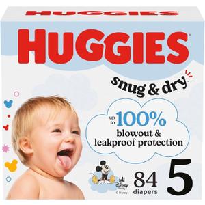 Huggies Size 5 Diapers, Snug & Dry Baby Diapers, Size 5 (27+ lbs), 84 Count, 