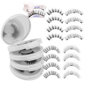 FADLASH Magnetic Eyelashes with Applicator 4 Pairs Magnetic Lashes Natural Look No Glue Needed Reusable Easy to Wear False Eyelashes (604+079+806+B7)