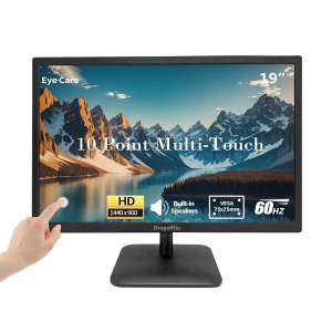 19 Inch Touchscreen Monitor HD 1440x900P, Built-in Speakers, VESA, TN Panel Desktop PC Touch Screen Monitor with HDMI & VGA & Type-B Ports, Low-blue Light Computer Touch Display, 60Hz, Black