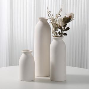 CEMABT White Ceramic vase Set-3 Flower vases for Decor,Modern Boho Farmhouse Home Decor,Decorative vase for Pampas Grass&Dried Flowers,Idea Shelf,Table,Bookshelf