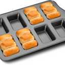 HONGBAKE Mini Loaf Baking Pans, Nonstick Small Cornbread Pan, Tiny Banana Bread Pan, Heavy Duty Carbon Steel Brownie Tin, 8-Cavity, Dark Grey