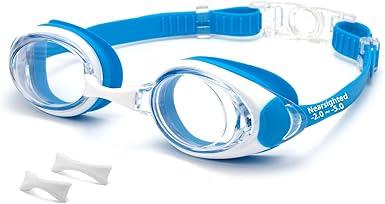 Nearsighted Swim Goggles for Kids, Anti Fog Shortsighted Swimming Glasses No Leaking, Suited for 4-14 Years, -5.0D