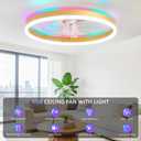 STERREN RGB Ceiling Fan with Light, 20'' Low Profile Ceiling Fans with Remote Control, Smart Gold Flush Mount LED Fan Light, Modern Bladeless Fandelier for Bedroom, Living Room, Kitchen