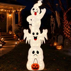3 Pack 7FT Giant Halloween Decorations Outdoor Light Up Ghost Decor