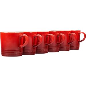 Le Creuset Stoneware Set of 6 London Mugs, 12 oz. Each, Cerise