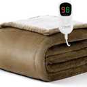 Homemate Electric Heated Blanket Twin - 62"x84" Heating Blanket Twin Size 1/2/4/6/8 Hours Auto-Off 10 Heat Level Over-Heat Protection Flannel Sherpa Big ETL Certification