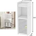 Narrow Bathroom Storage Cabinet, 4-Tier Slim Organizer with Door and Open Shelf for Toilet Small Spaces, White, 7.9" D x 9.8" W x 29.5" H