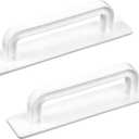 2 Pack Adhesive Cabinet Handles, 5.5" Peel and Stick Cabinet Handles, No Drilling for Kitchen Cabinets Window Sliding Closet Door Handle (Large White)