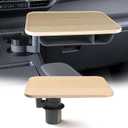 360 Rotating Wood Car Tray & Desk for Laptop - Steering Wheel Cup Holder Table, Car Accessories for Women & Men, Compatible with Tesla Model Y/3/S, Ford F150/Explorer/Maverick & Most Vehicles