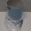 EKO Mini Desk Trash Can with Swing-Top Lid 0.4 Gallon Small Table Round Wastebasket for Office, Home, Car (Blue)