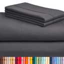 LuxClub 4 PC Queen Sheet Set, Sheets Queen Size, Deep Pockets 18" Wrinkle Free Cooling Sheets Machine Washable Hotel Bedding Silky Soft - Dark Grey Queen