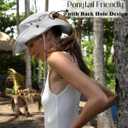 FURTALK Sun Hats for Women Ponytail UPF 80+ Beach Summer Hat Wide Brim Packable Cowboy Hat (One Size, Light Grey)