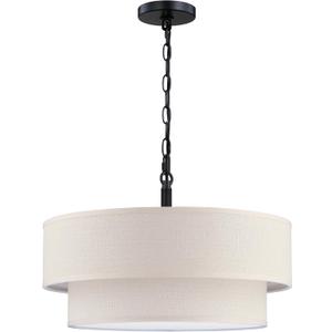 24" Linen Drum Fabric Modern Country Farmhouse Pendant Light