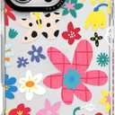 for iPhone 15 Pro Case, Whimsical Abstract Spring Floral Collage Pattern, Military-Grade Drop Protection, Vibrant Colorful TPU Protective Cover with Camera Lens Protection for Women Girls