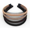 JOBAND 4pcs Hairbands for Women, Non-Slip Zig Zag Headbands, Adjustable Teeth Comb Hair Hoop, Daily Use, Yoga, Spa, Parties, Resin Cotton Blend (Multi-colored-001A)