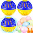 3 Pieces Water Timer Bomb with 150 Balloons Water Toy for Summer Outdoor Pool Beach Activity Games Prank Party Supplies Favors (Blue,Yellow), 4.3 inches