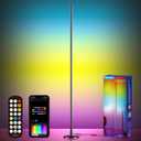 RGB LED Corner Floor Lamp with Music Sync and 16 Million DIY Colors, Color Changing Modern Smart Standing Lamp with APP and Remote Control, Ambient Light for Bedroom, Living Room & Gaming room (Black)