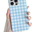 Skyseaco for iPhone 13 Pro Max Case Cute Aesthetic Gingham Phone Case Soft Slim TPU Shockproof Phone Cover for Women Girls - Blue