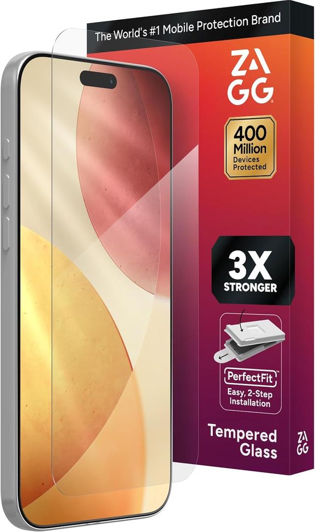 ZAGG Glass+ Screen Protector for iPhone 17 Pro Max - 3X Stronger, Impact & Shatter Protection, Scratch & Smudge-Resistant iPhone Tempered Glass, InvisibleShield, Easy PerfectFit Install
