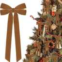 12Pcs Vintage Velvet Ribbon Bows Christmas Tree Decorations,5in x 10in Brown Xmas Ornaments for Tree Home Party Front Door Wreath Holiday Decor