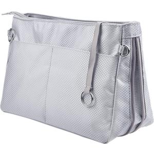 Vercord Expandable Nylon Handbag Purse Organizer Insert Liner Shaper Bag in Bag Beige Grey Large