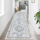 Runner Rug 28, Vintage Boho Rug,Ultra-Soft Low Pile, Washable, Non Slip,Stain Resistant Printed Carpet for Hallway Kitchen Living Room Bedrooms Playroom Office, Light Blue