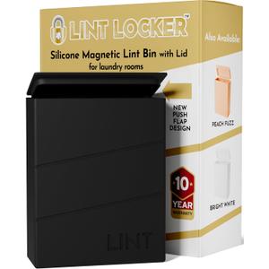 Silicone Magnetic Lint Bin with Lid for Laundry Room - Lint Locker - Elegant Black