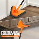 JEHONN Wall Mop with Long Handle 80 inches, Upgraded 180 Collapsible Baseboard Cleaner Tool with Squeegee, Ceiling Duster with 3 Microfiber and 3 Chenille Pads for Cleaning Window, Cabinet (Orange)