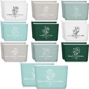 Kacctyen 20 Pcs Christian Easter Gifts for Women Bible Religious Makeup Bag with Zipper Canvas Cosmetic Bags Bulk for Easter Back to School Vbs Church Nurse Teacher Homeless(Five Colors)