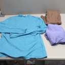 Huukeay 3 Pack Women's Ribbed Mock Turtleneck Shirts Cotton Long Sleeve Tops Lettuce Trim Slim Fit Soft Tees for Layering (Large, Blue, Purple, Mocha)