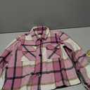 Binshre Womens Cropped Plaid Shacket Flannel Long Sleeve Button Down Jackets Coat for Women S